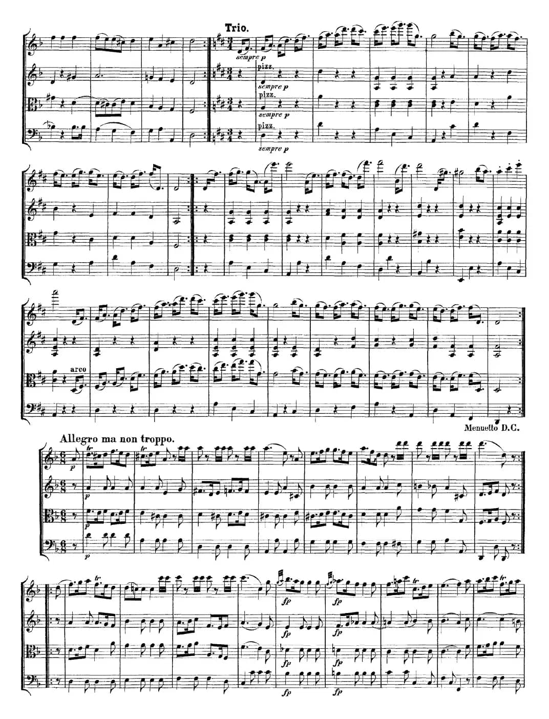 Mozart《Quartet No.15 in D Minor,K.421》（总谱）