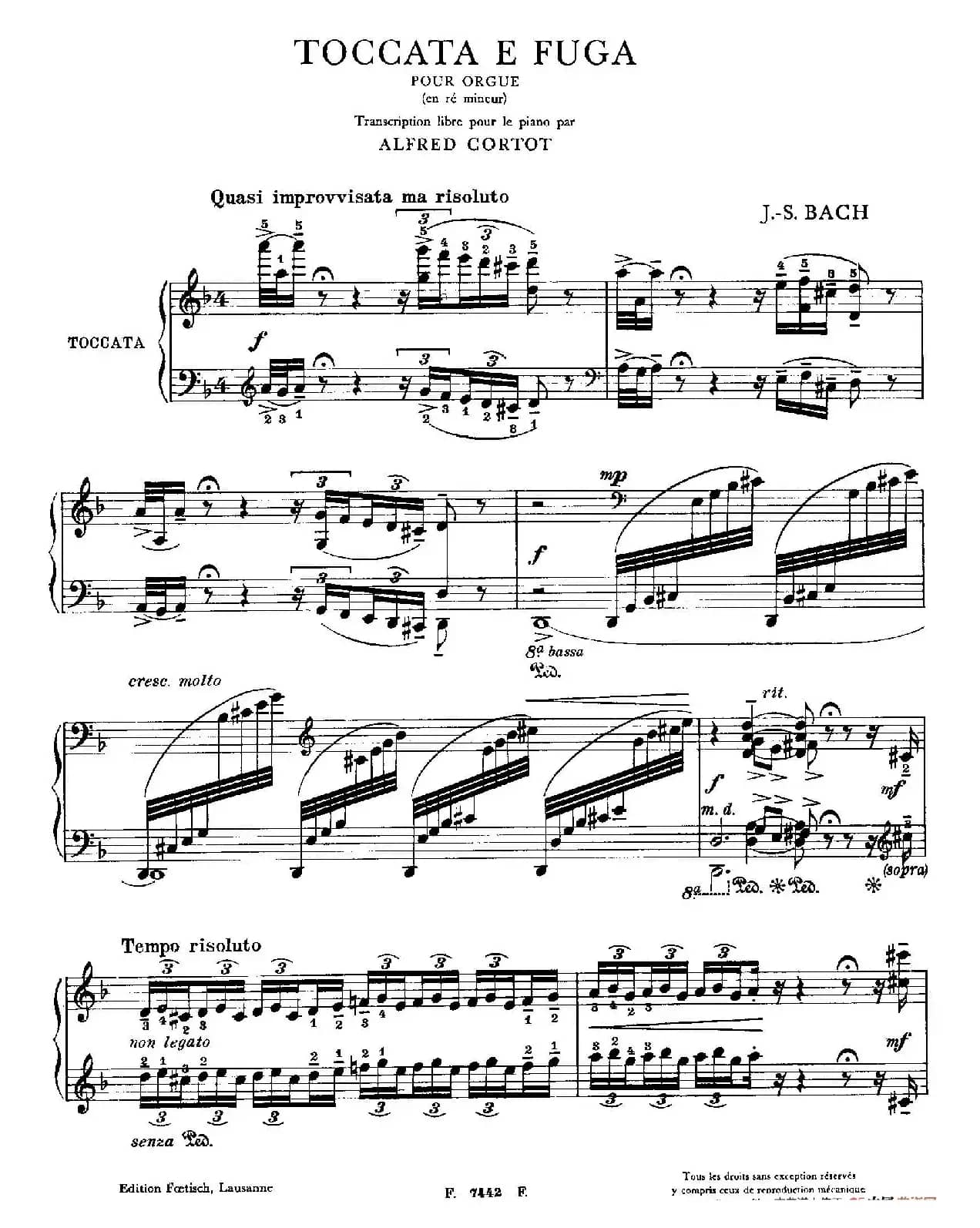 d小调托卡塔与赋格（BWV 565·柯尔托改编钢琴独奏版）