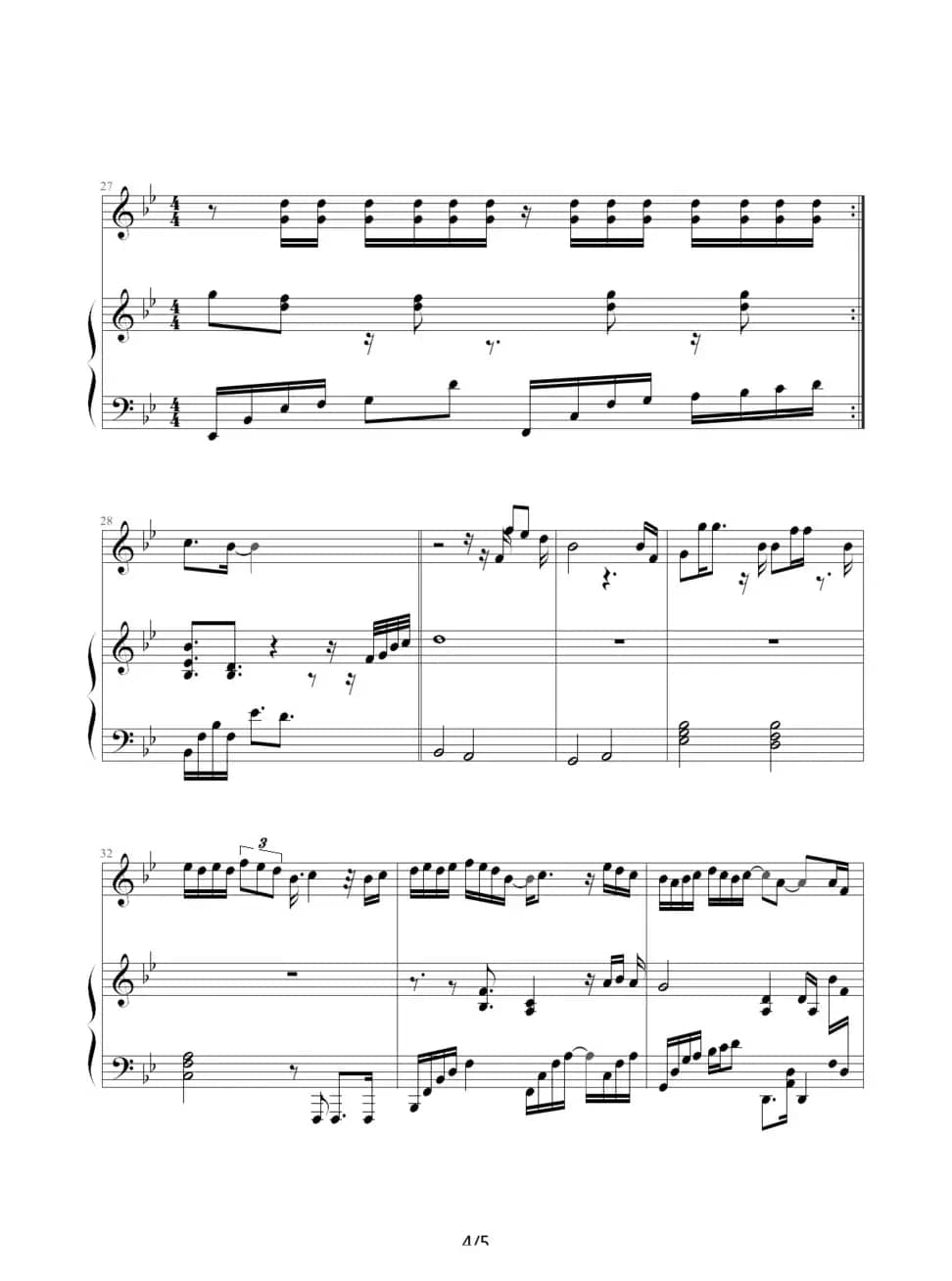 江南（林俊杰演唱版、钢琴伴奏谱）