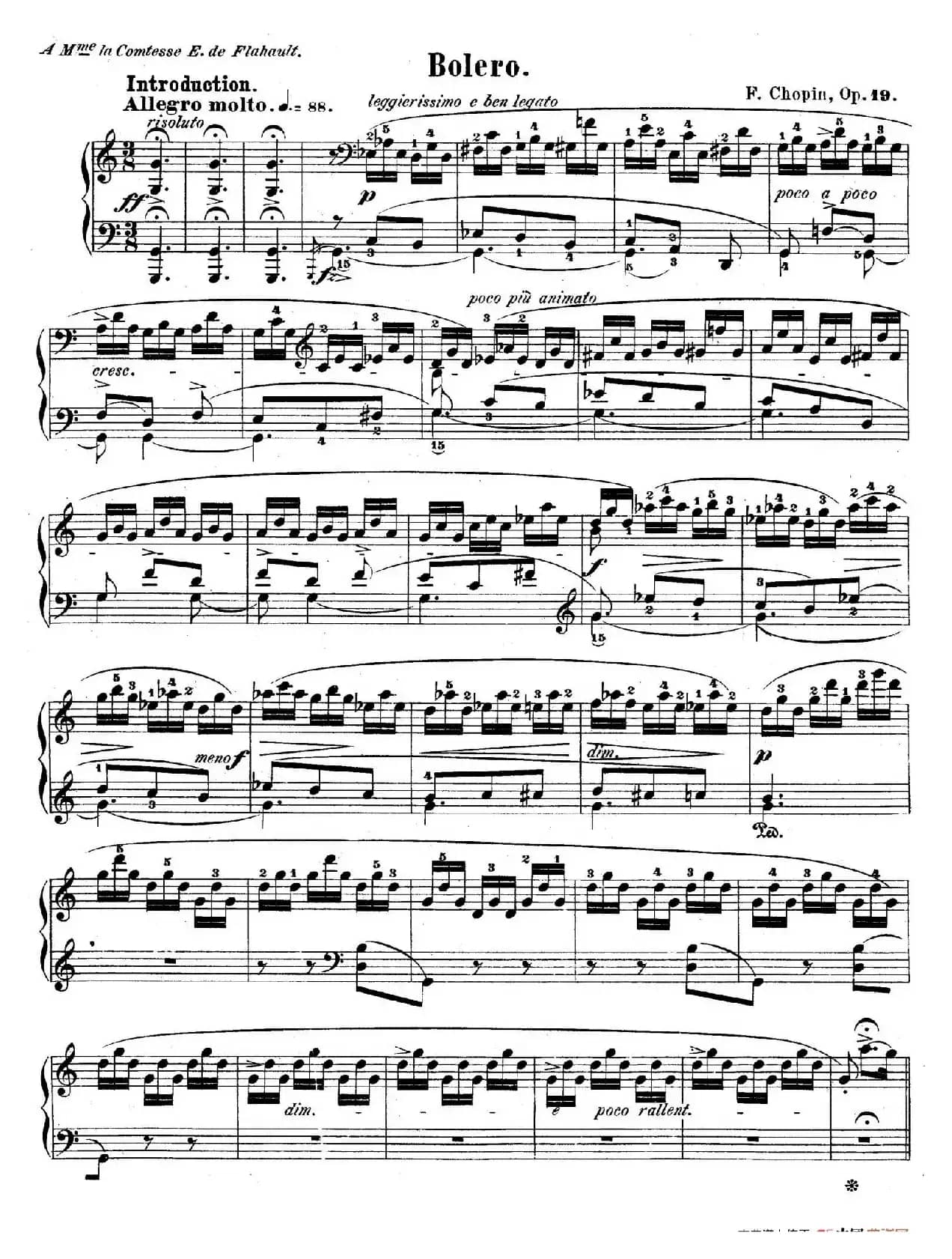 Bolero in C Major Op.19（C大调波莱罗舞曲）