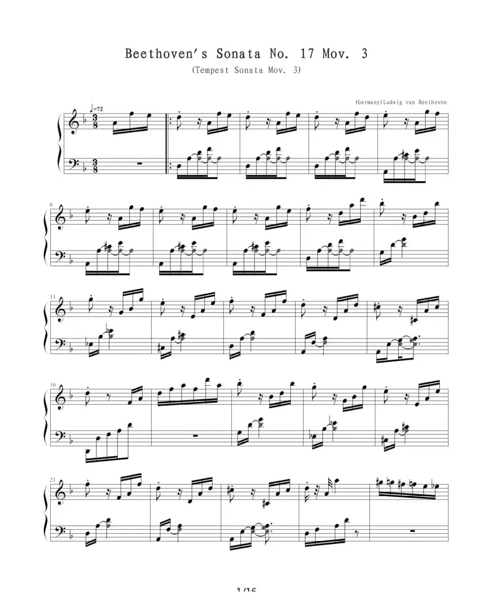 暴风雨（Beethoven's Sonata NO.17 Mov.3 ）
