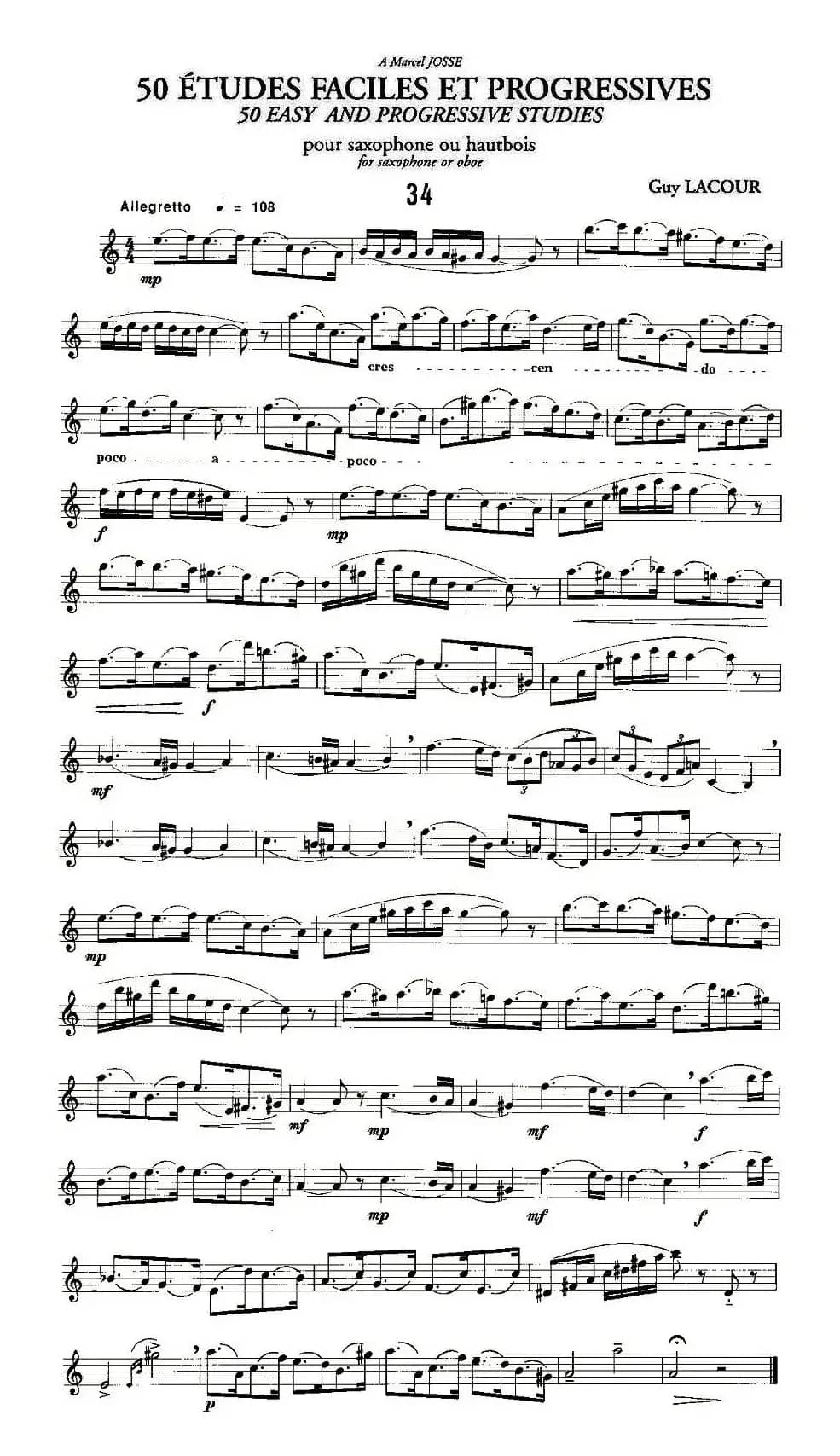 Guy Lacour 50 首萨克斯练习曲之34