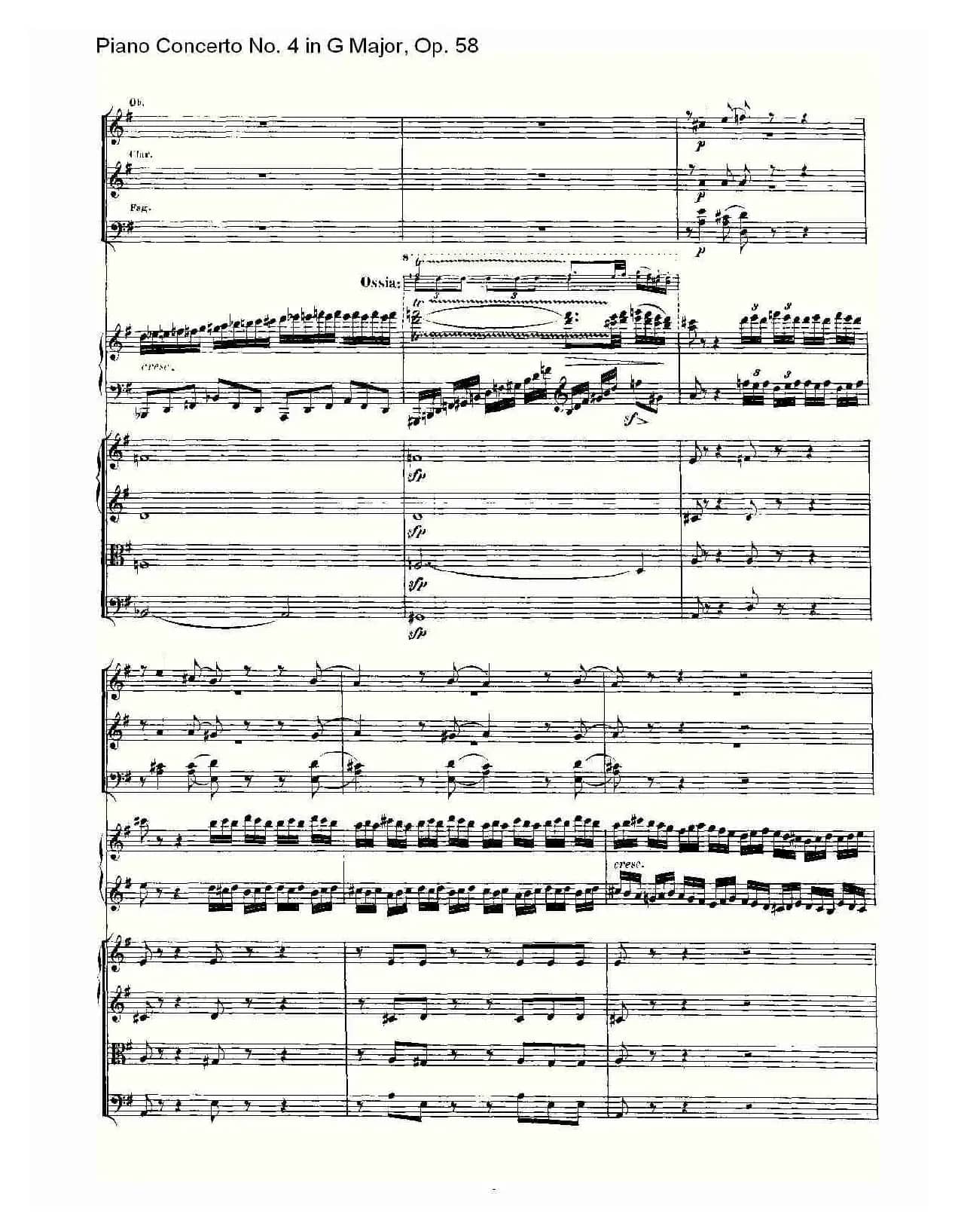 Ｇ大调钢琴第四协奏曲 Op.58 第一乐章（总谱）