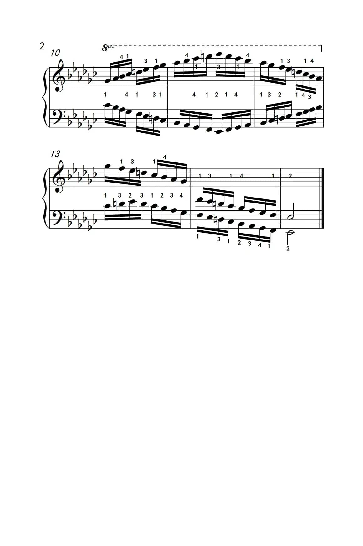 降E小调音阶（反向四个八度）（孩子们的钢琴音阶、和弦与琶音 2）