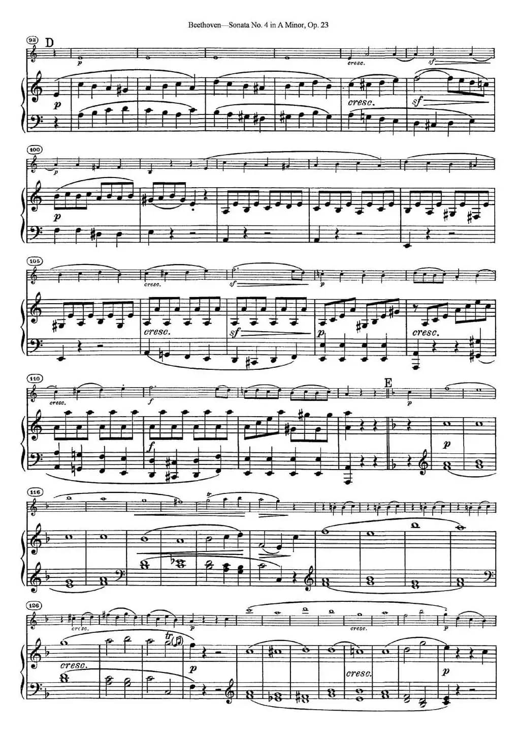 Violin Sonata No.4 in A Minor Op.23（小提琴+钢琴伴奏）