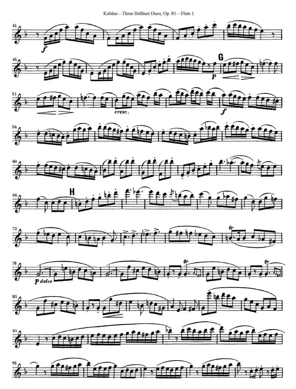库劳长笛二重奏练习三段OP.81——Flute 1（NO.2）