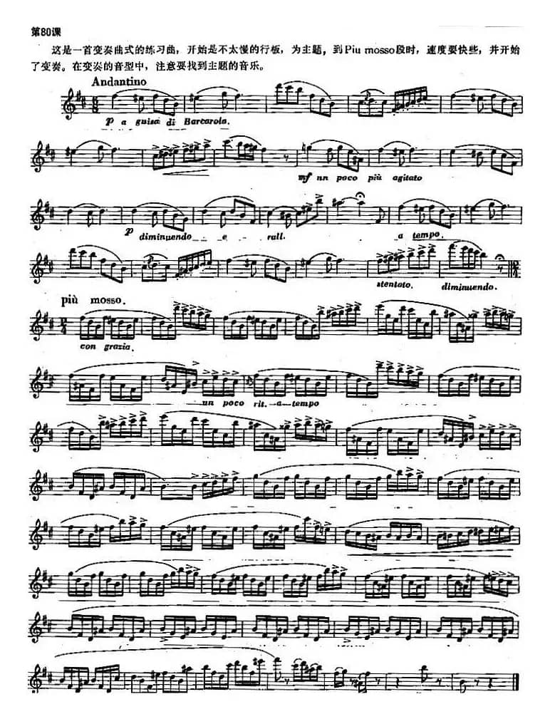 长笛练习曲100课之第80课 （变奏曲式练习曲）