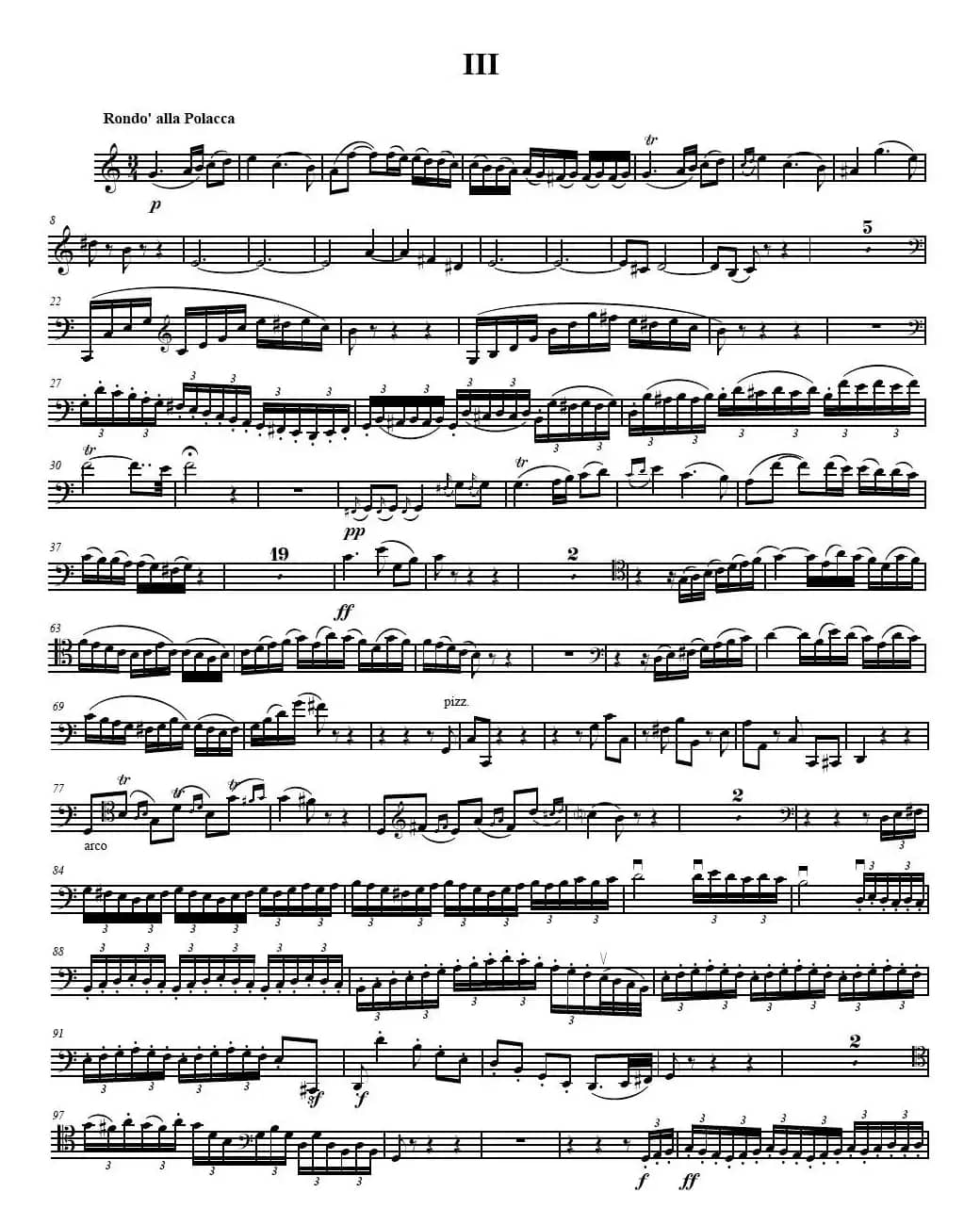 贝多芬 C大调三重协奏曲 第三乐章 作品56（大提琴分谱）