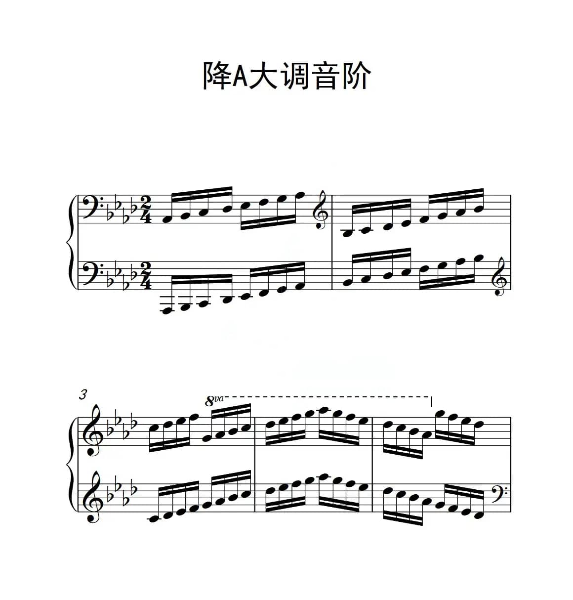 第五级 降A大调音阶（中国音乐学院钢琴考级作品1~6级）