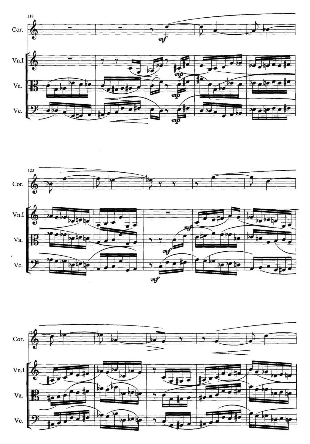 圆号与三件弦乐