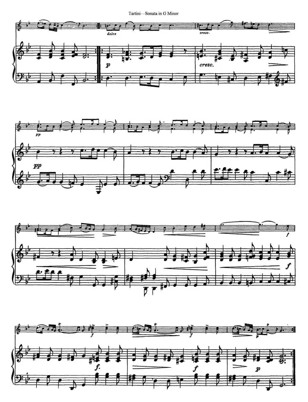 Violin Sonata in G Minor（The Devil's Trill）（小提琴+钢琴伴奏）