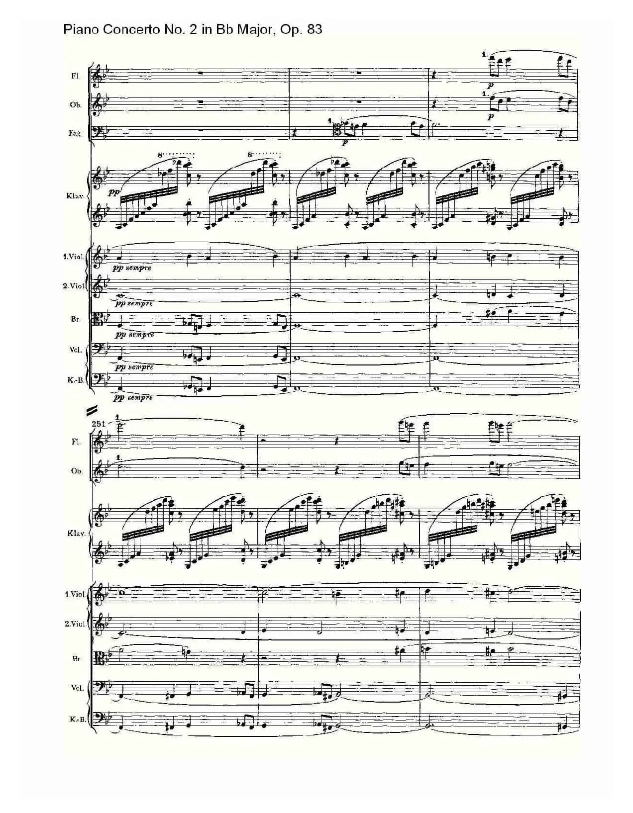 Bb大调钢琴第二协奏曲, Op.83第一乐章（一）
