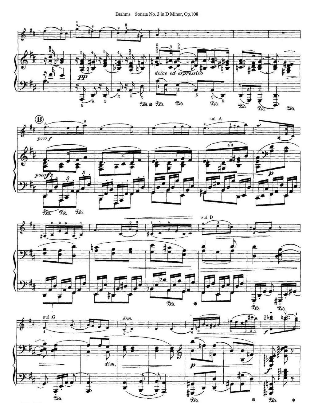 Violin Sonata No.3 in D Minor Op.108（小提琴+钢琴伴奏）