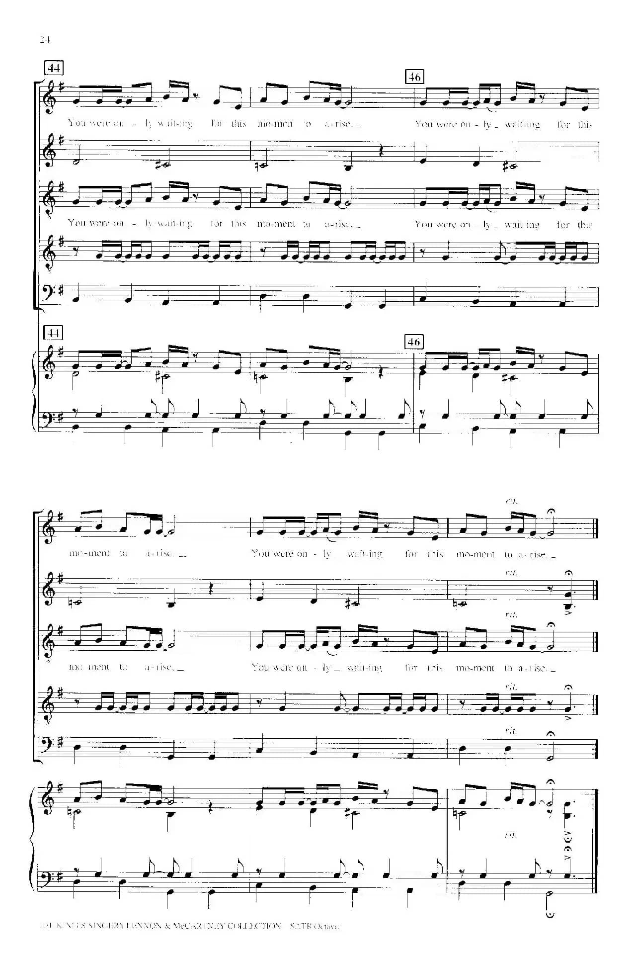 Blackbird（四重奏+钢琴伴奏）