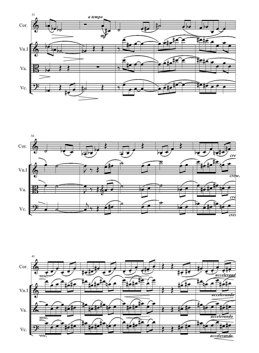 圆号与三件弦乐