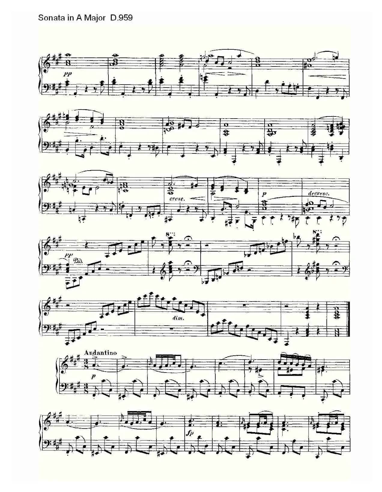 Sonata in A Major D.959（A大调奏鸣曲 D.959）