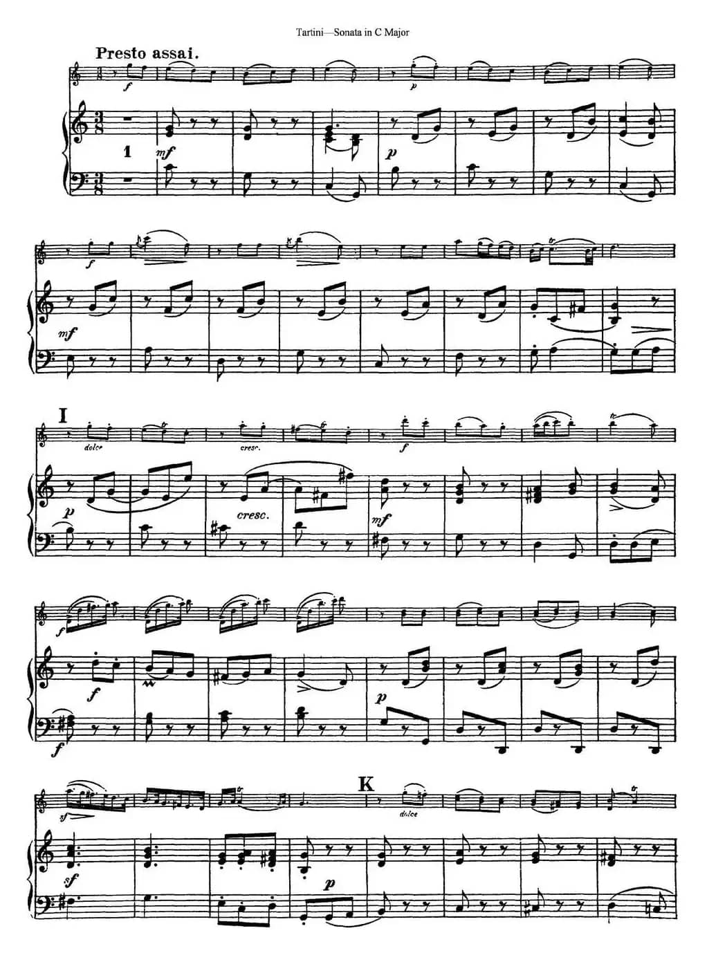 Violin Sonata in C Major（小提琴+钢琴伴奏）