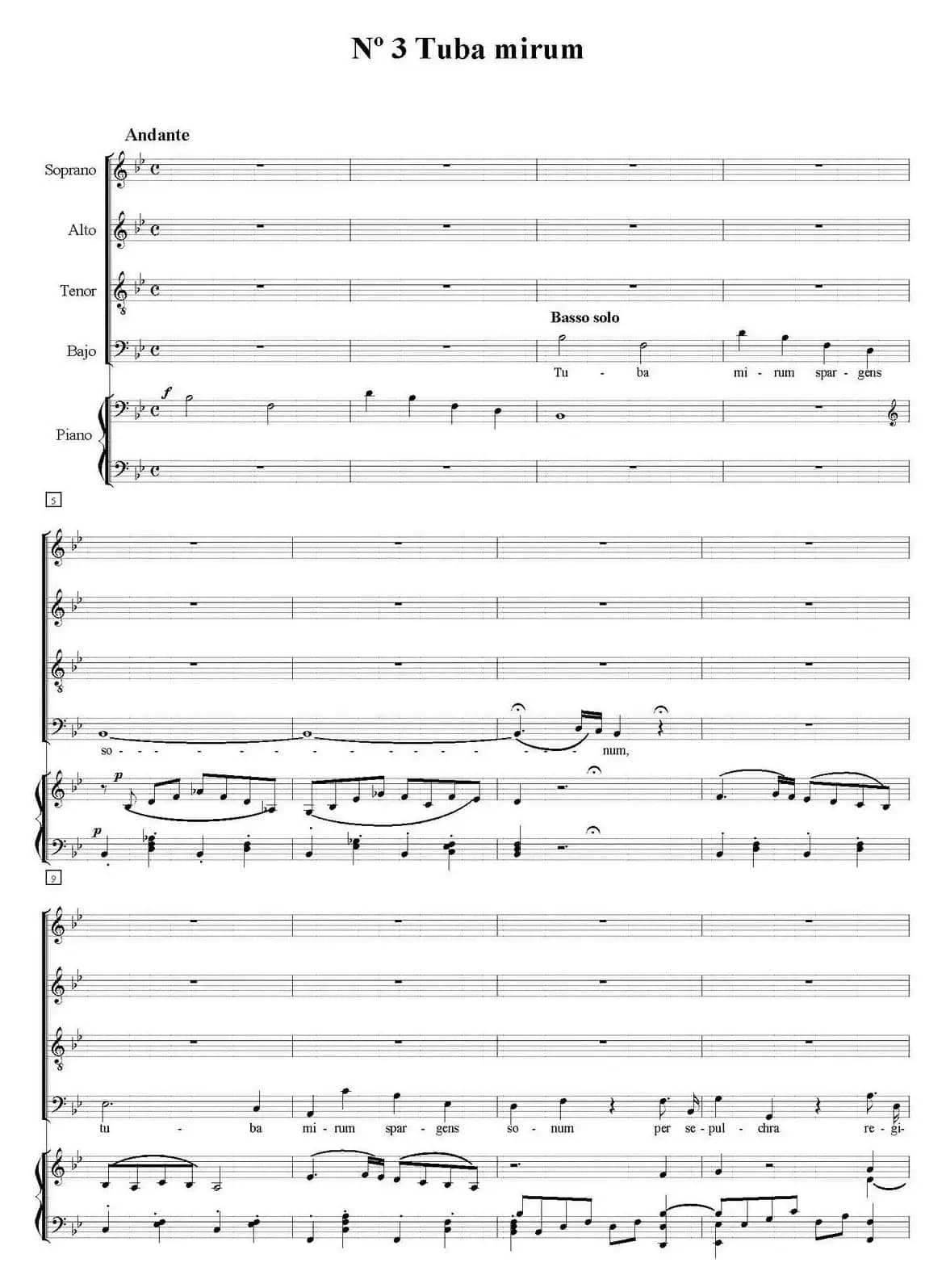 N°3 Tuba mirum（萨克斯四重奏+钢琴伴奏）