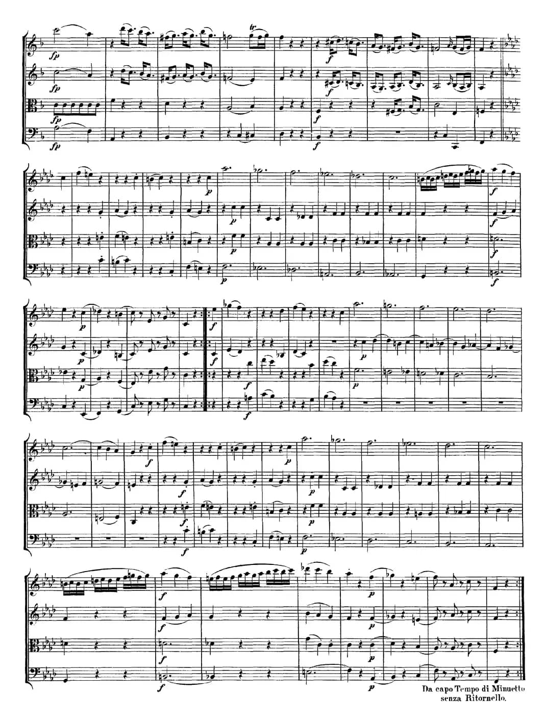 Mozart《Quartet No.5 in F Major,K.158》（总谱）