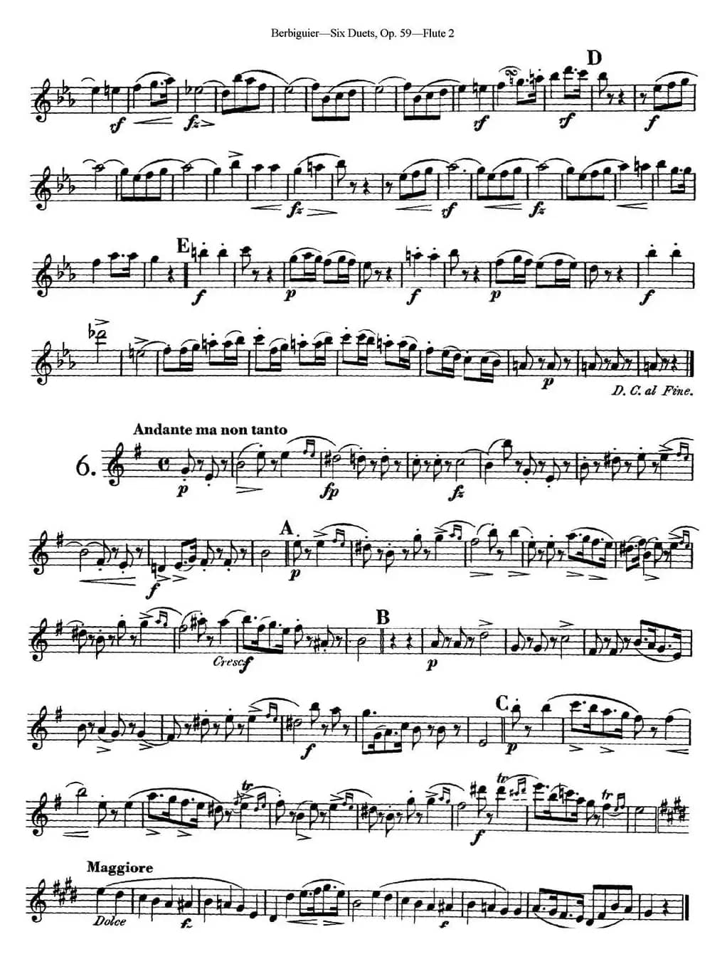 博比格6首长笛二重奏练习曲Op.59（Flute  2）