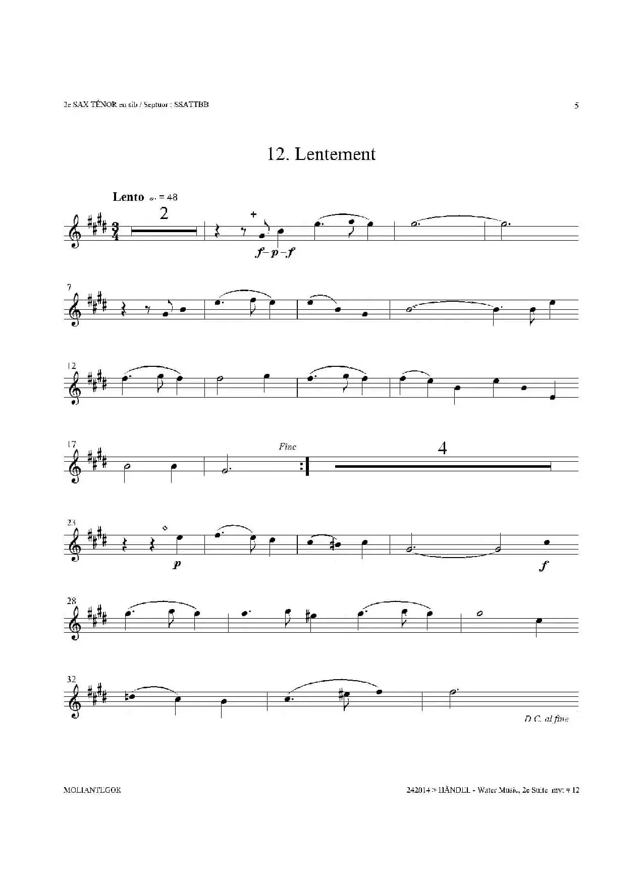 Water Music（HWV.349 No.2）（第二次中音萨克斯）