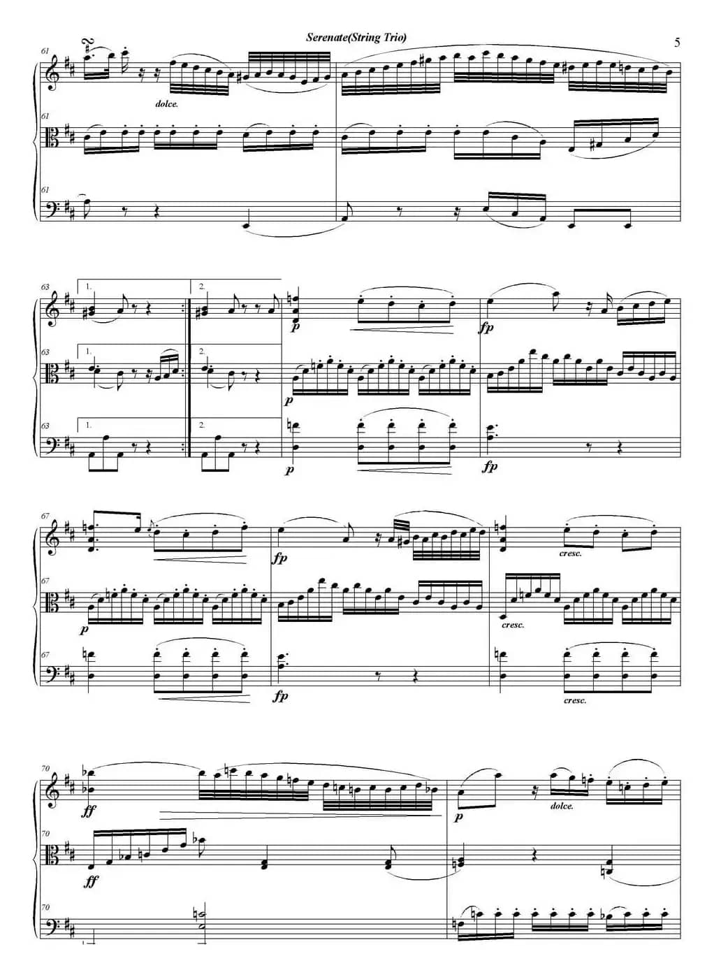 Serenate（String Trio）（D大调弦乐三重奏Op.8,I）