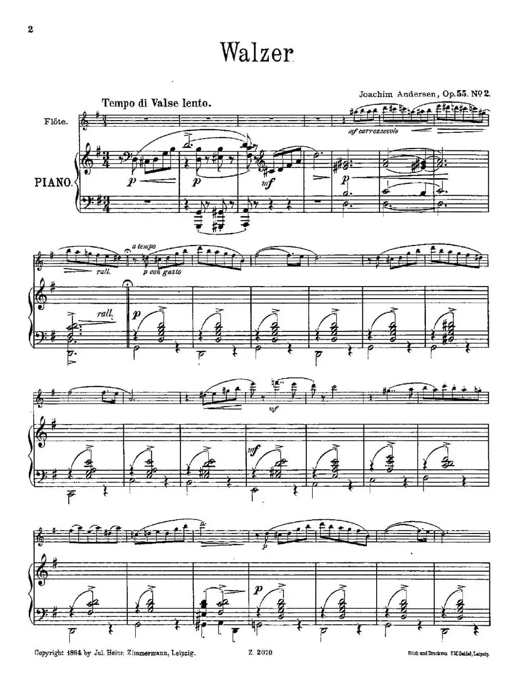 Walzer（Op.55 No.2）（长笛+钢琴伴奏）