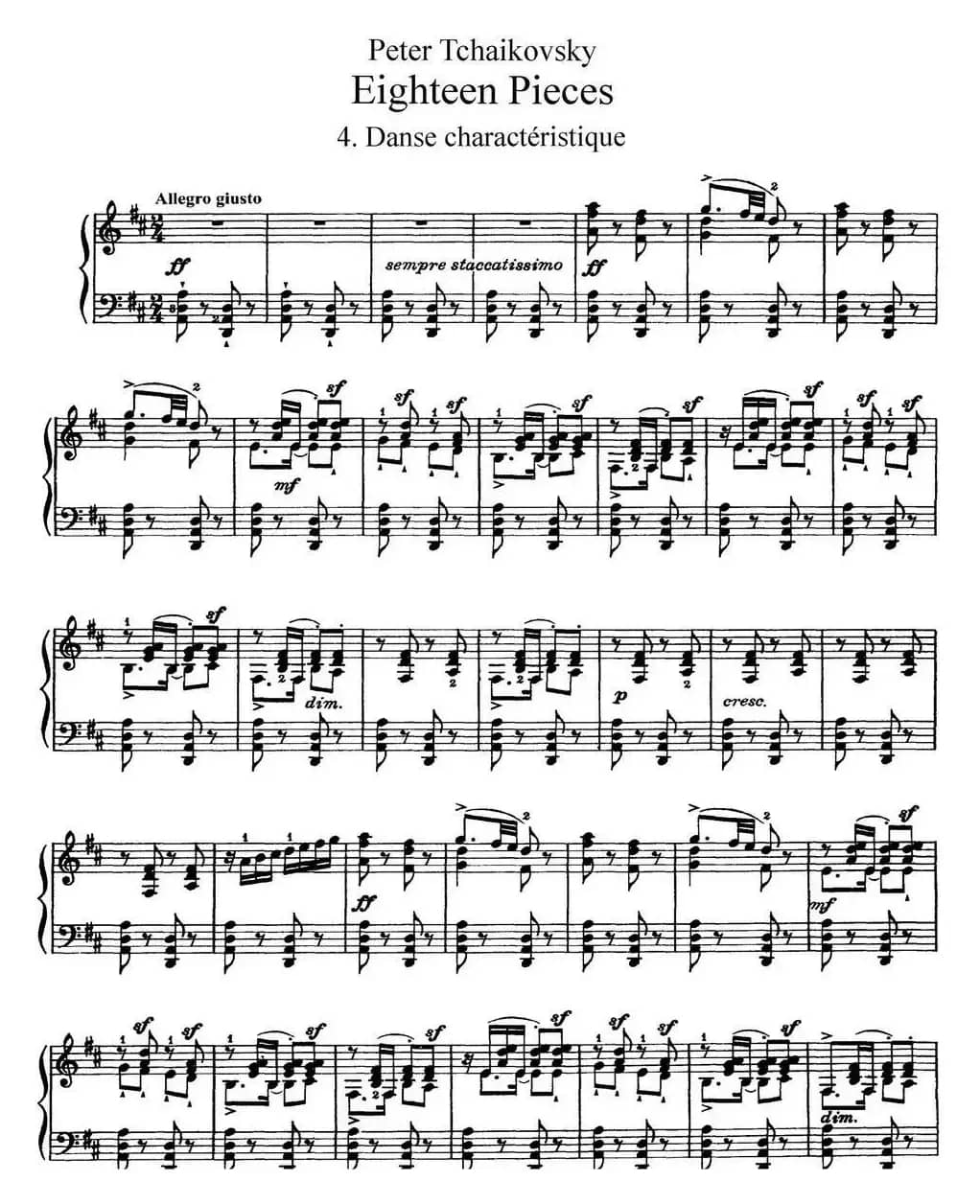 柴可夫斯基18首钢琴小品Op.72（4.Danse characteristique）