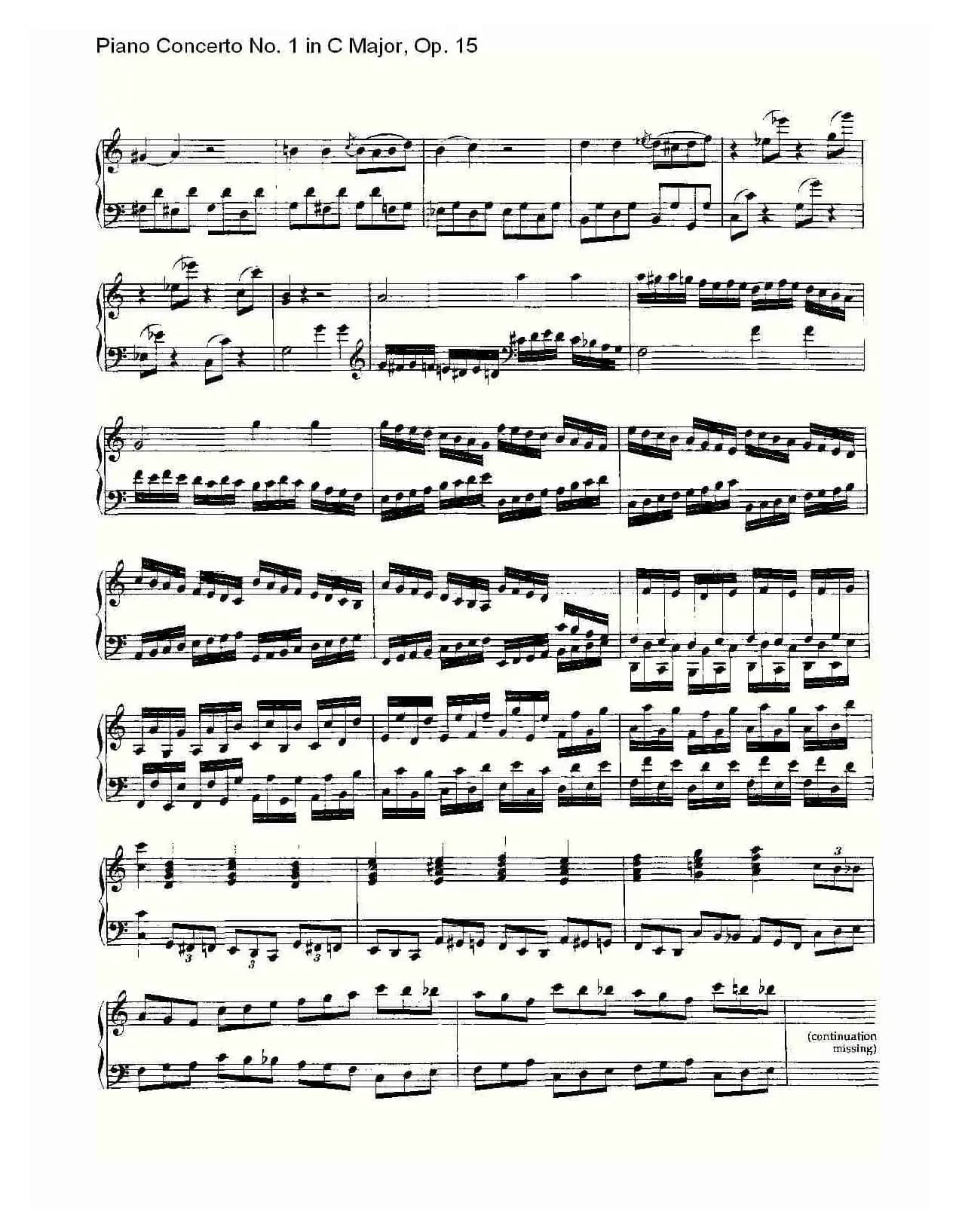 C大调钢琴第一协奏曲 Op.15 华彩乐段