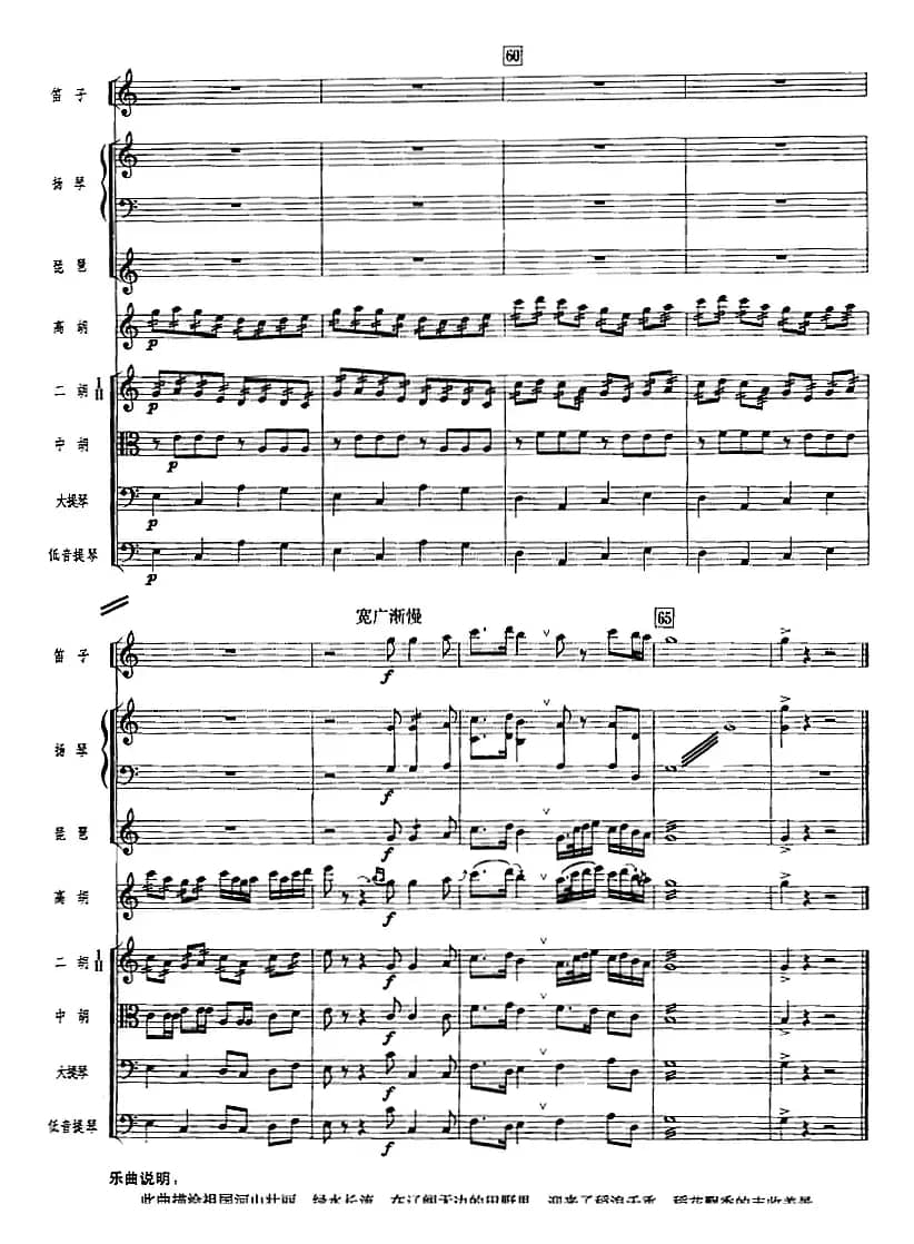 绿水长流稻飘香（广东音乐、高胡+乐队伴奏、五线谱版）