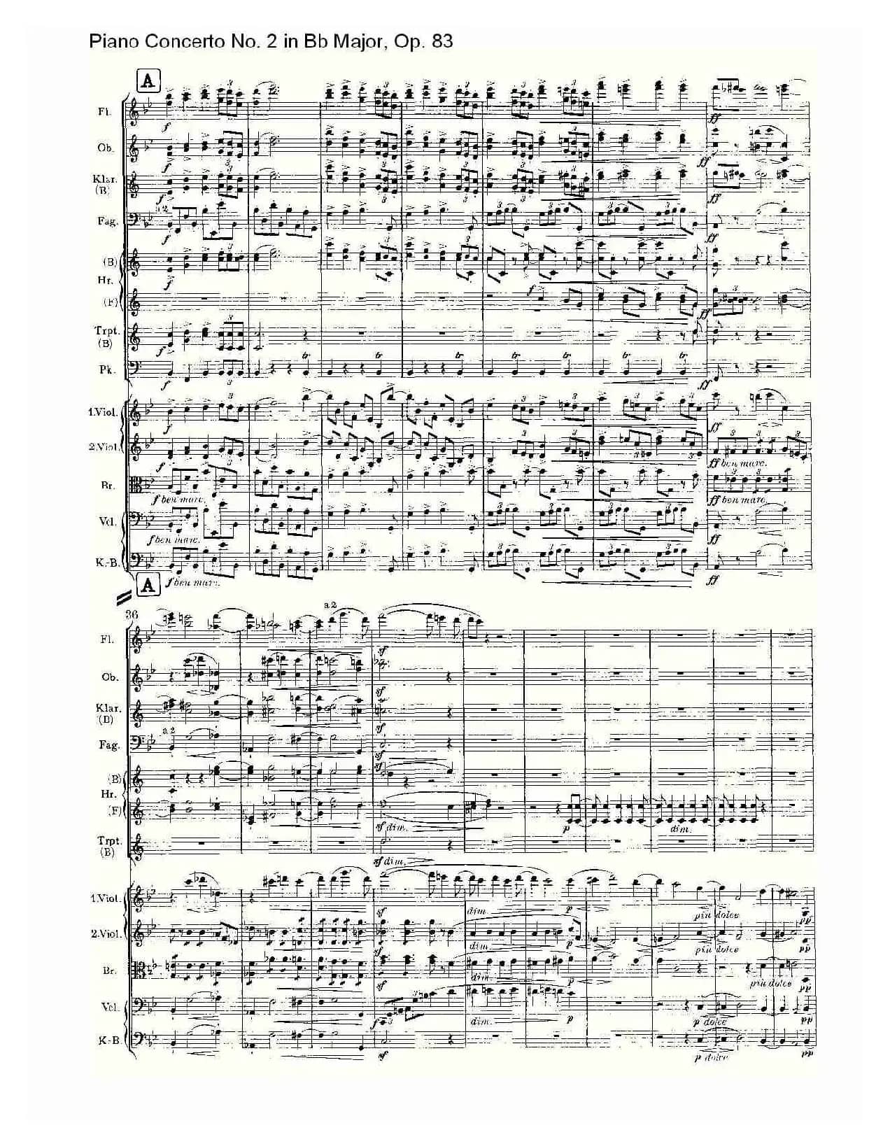 Bb大调钢琴第二协奏曲, Op.83第一乐章（一）