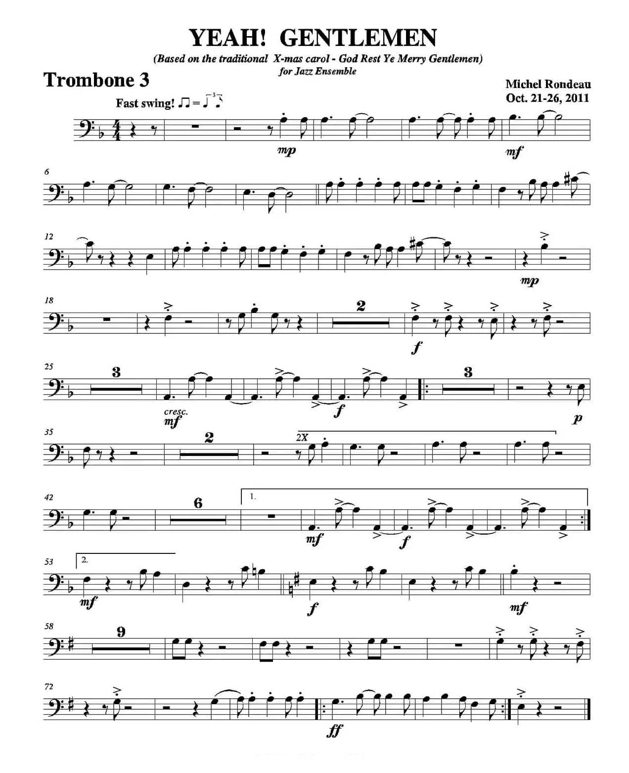 YEAH! GENTLEMEN（第三长号分谱）