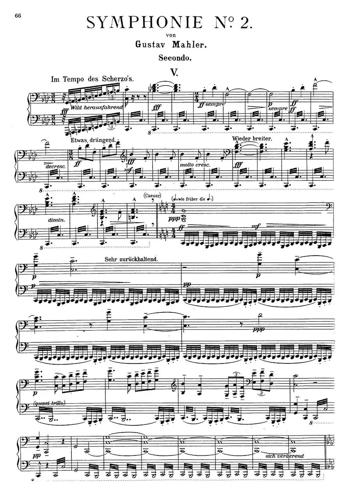 c小调第二交响曲“复活”（Ⅴ）（改编四手联弹版）