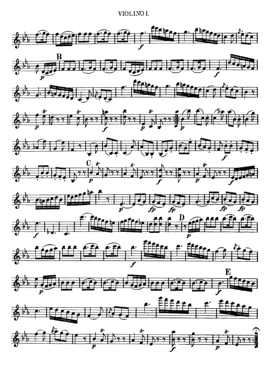 Mozart《Quartet No.11 in Eb Major,K.171》（Violin 1分谱）
