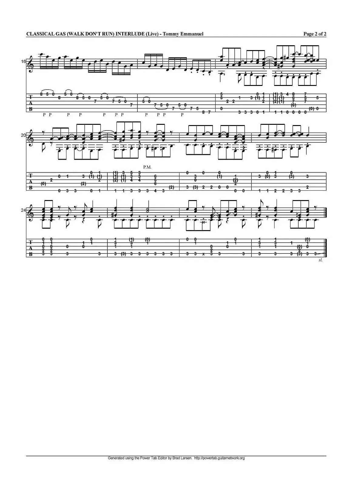 tommy emmanuel：classical gas（walk dont run）interlude