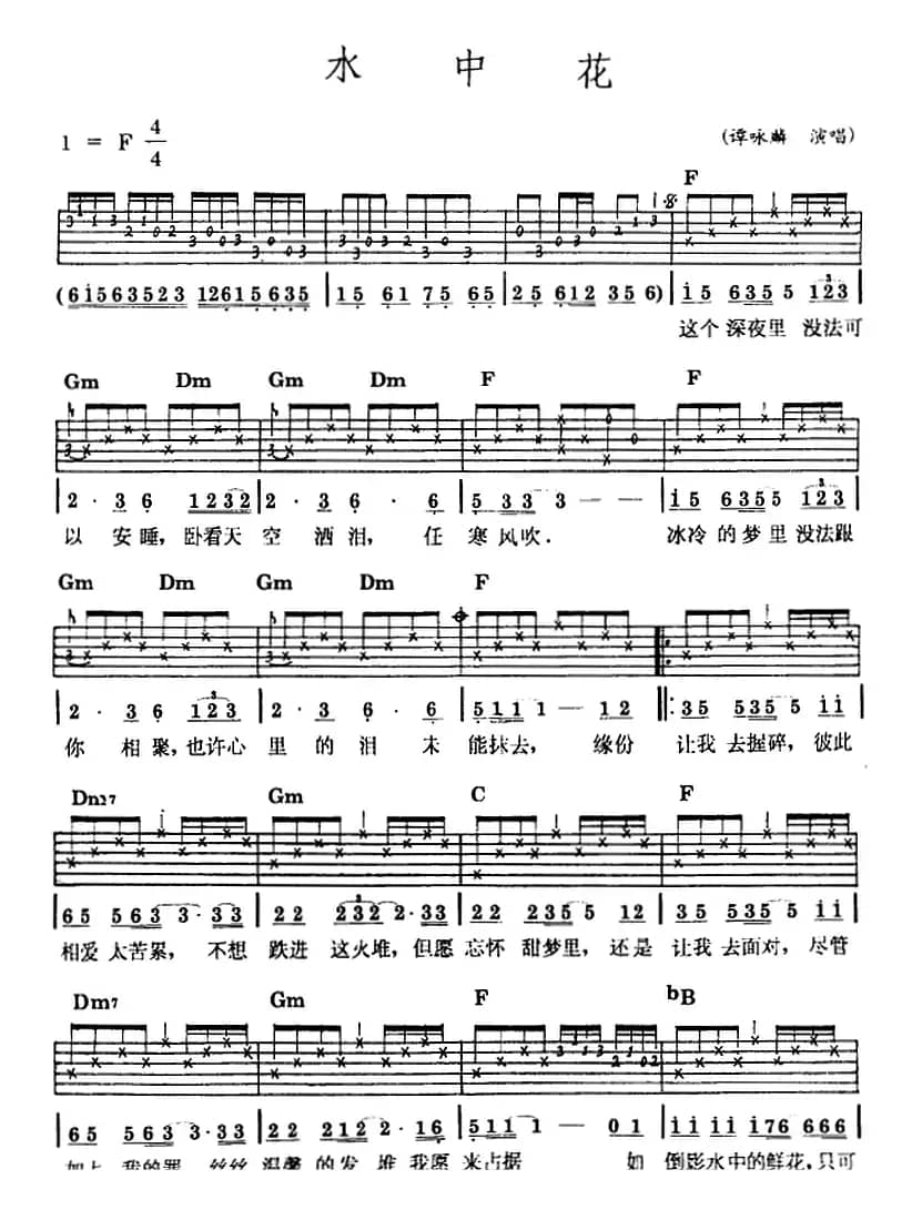 民族吉他弹唱：水中花