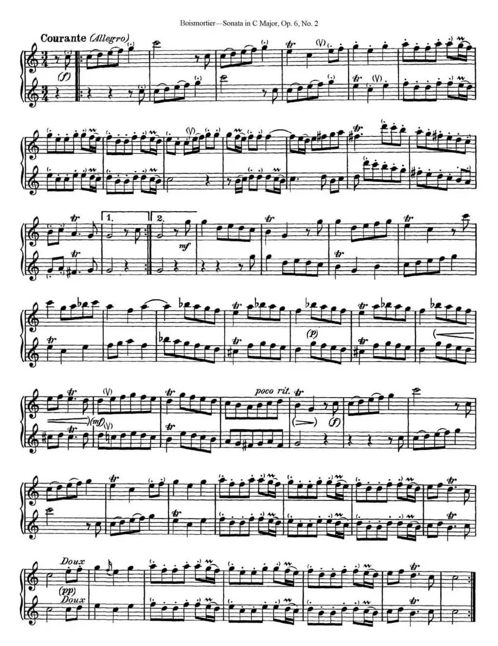 C大调双长笛奏鸣曲作品6号之2（Sonata in C Major Op.6No.2）