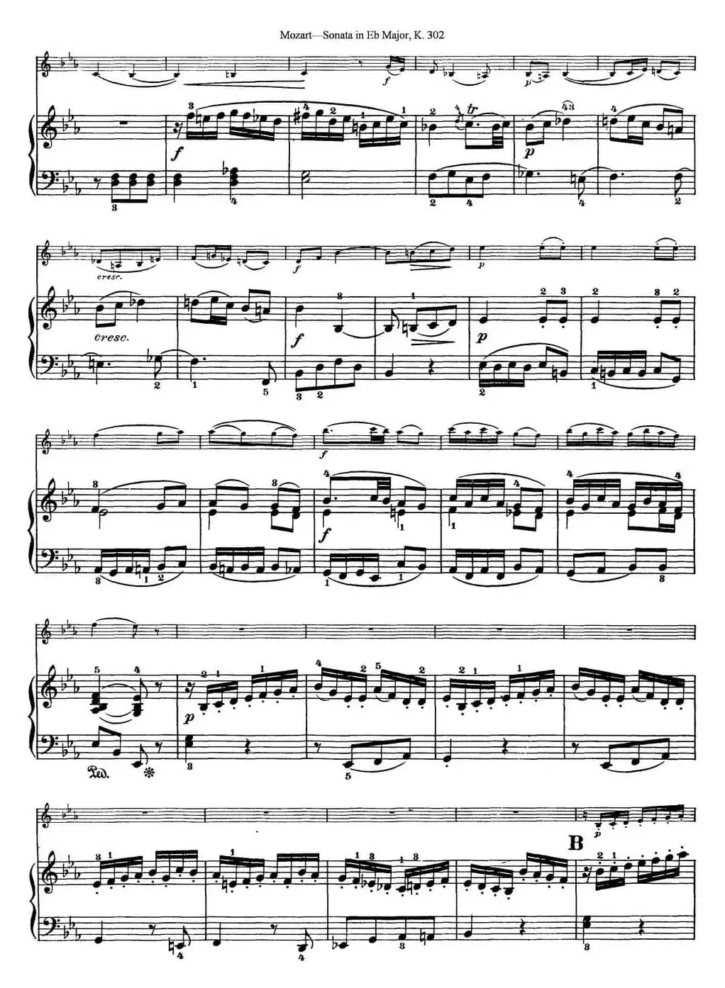 Violin Sonata in Eb Major K.302（小提琴+钢琴伴奏）