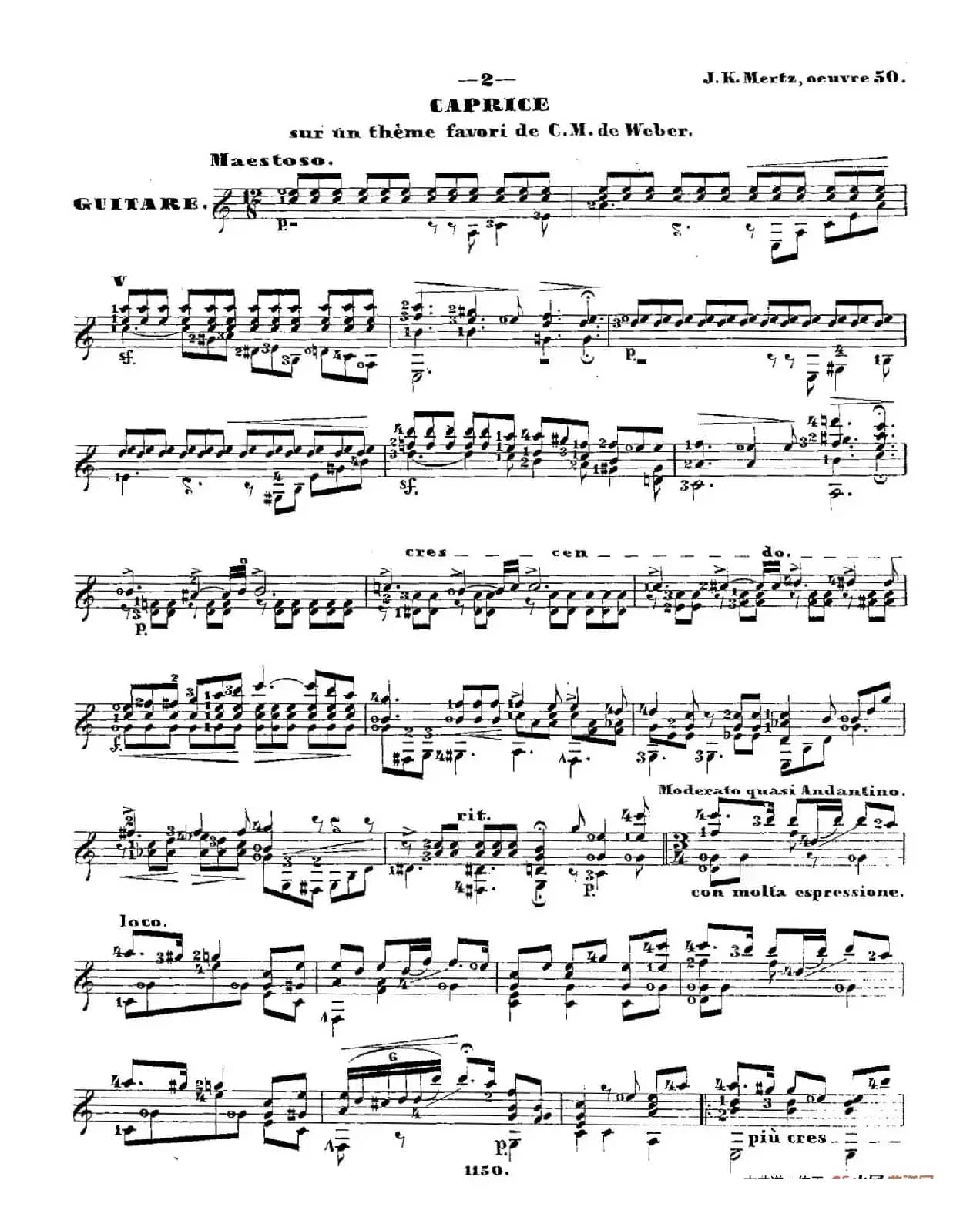 ​梅尔兹-—韦伯主题变奏随想曲 Op.50（古典吉他）