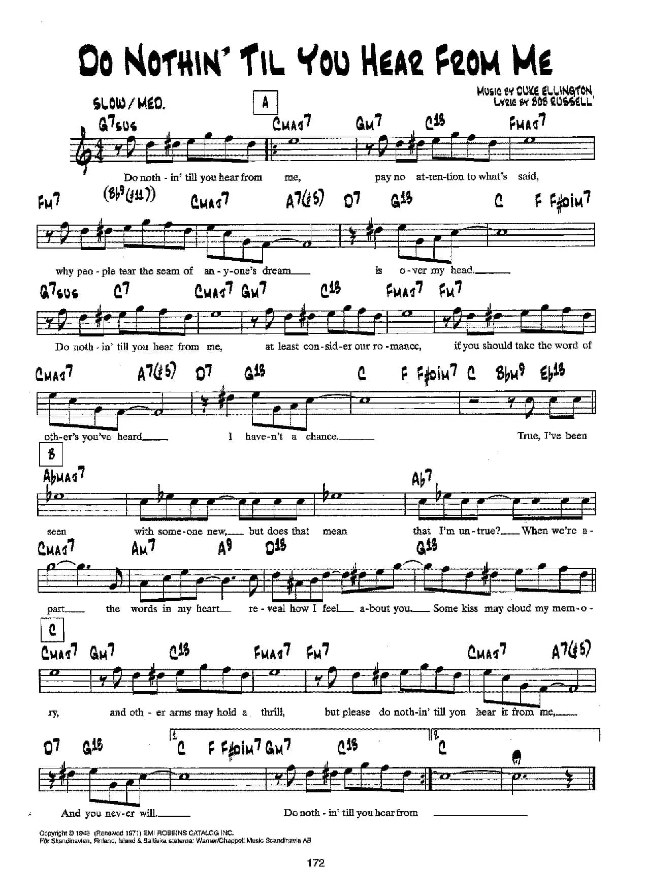 降B爵士乐谱：DO NOTHIN' TIL YOU HEAR FROM ME