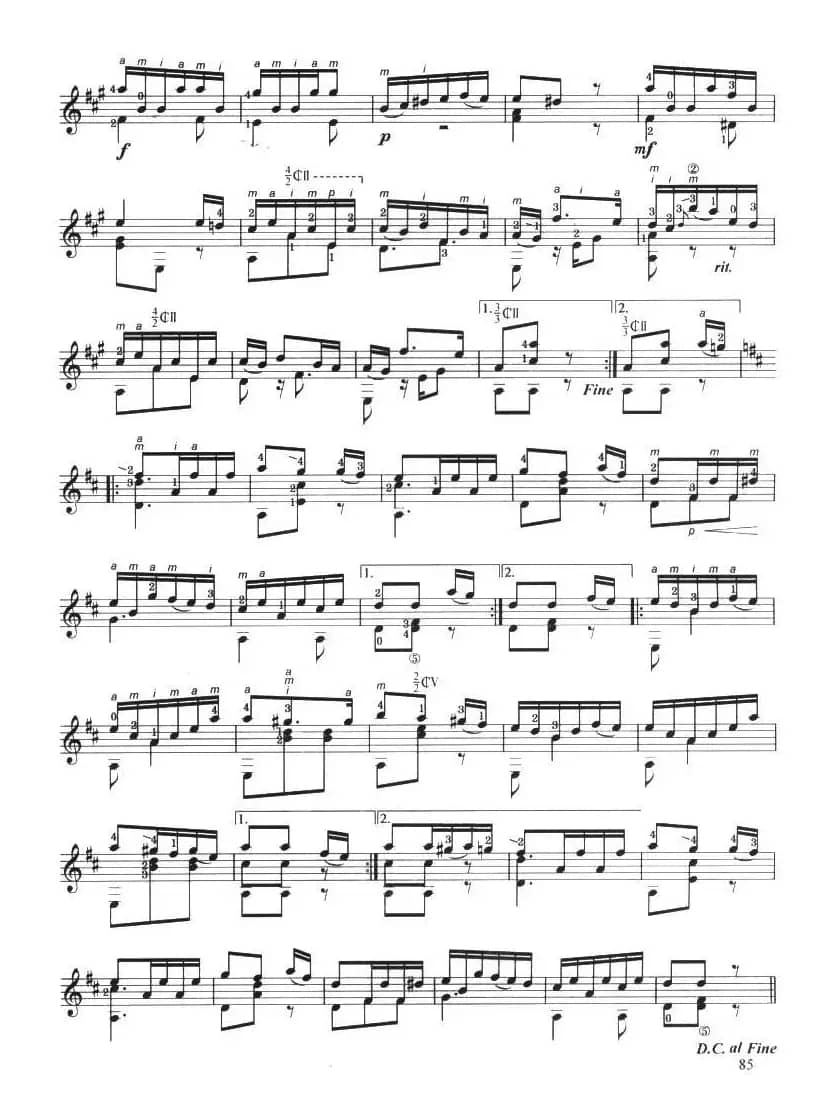 古典吉他考级六级外国乐曲B组（4首）