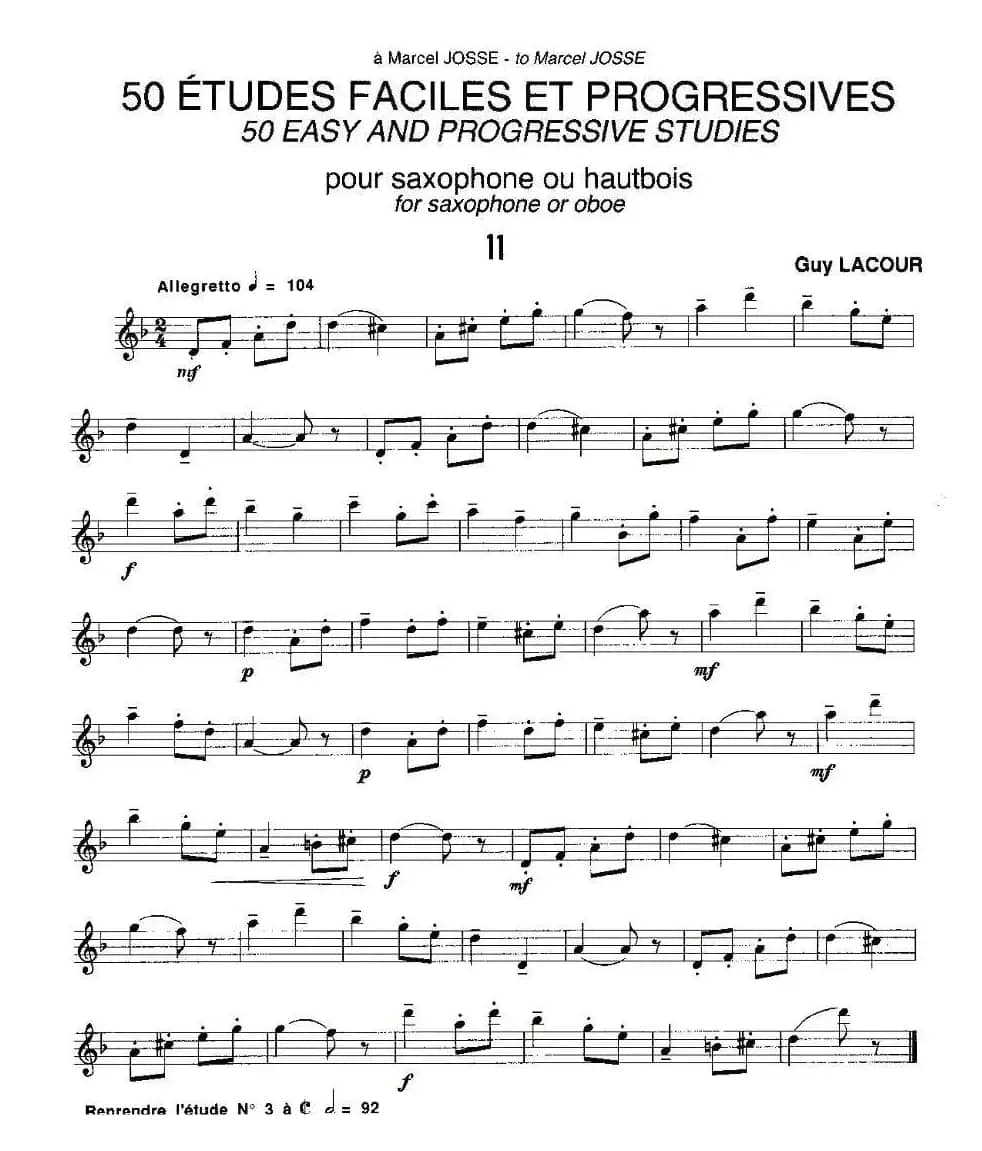 Guy Lacour 50 首萨克斯练习曲之11
