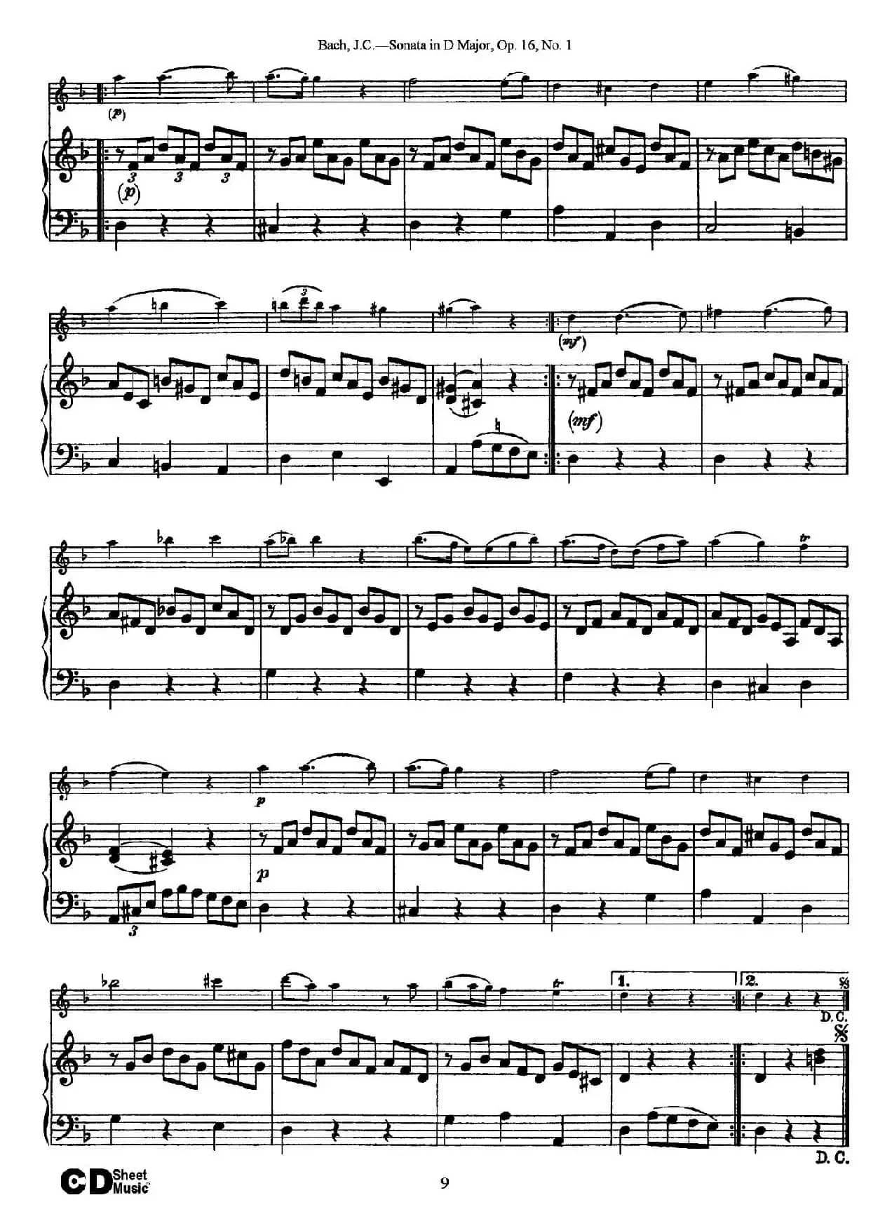 Sonata in D Major,Op.16 No.1（小提琴+钢琴伴奏）