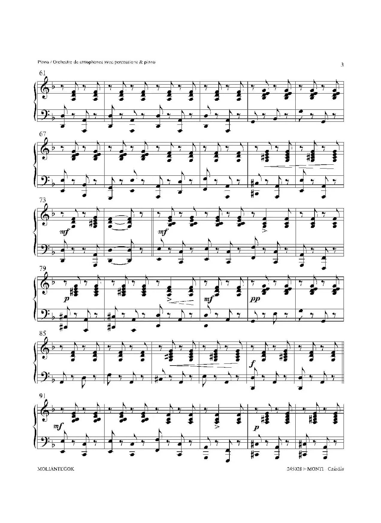 Czardas 查尔达斯（15重奏）（钢琴）