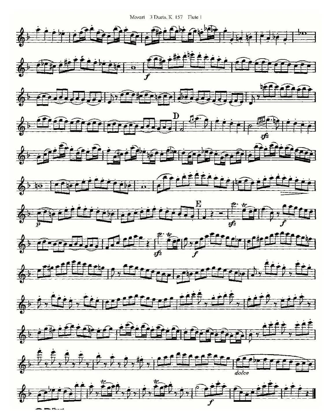 3 Duets K.157 之第一长笛（二重奏三首 K157号）