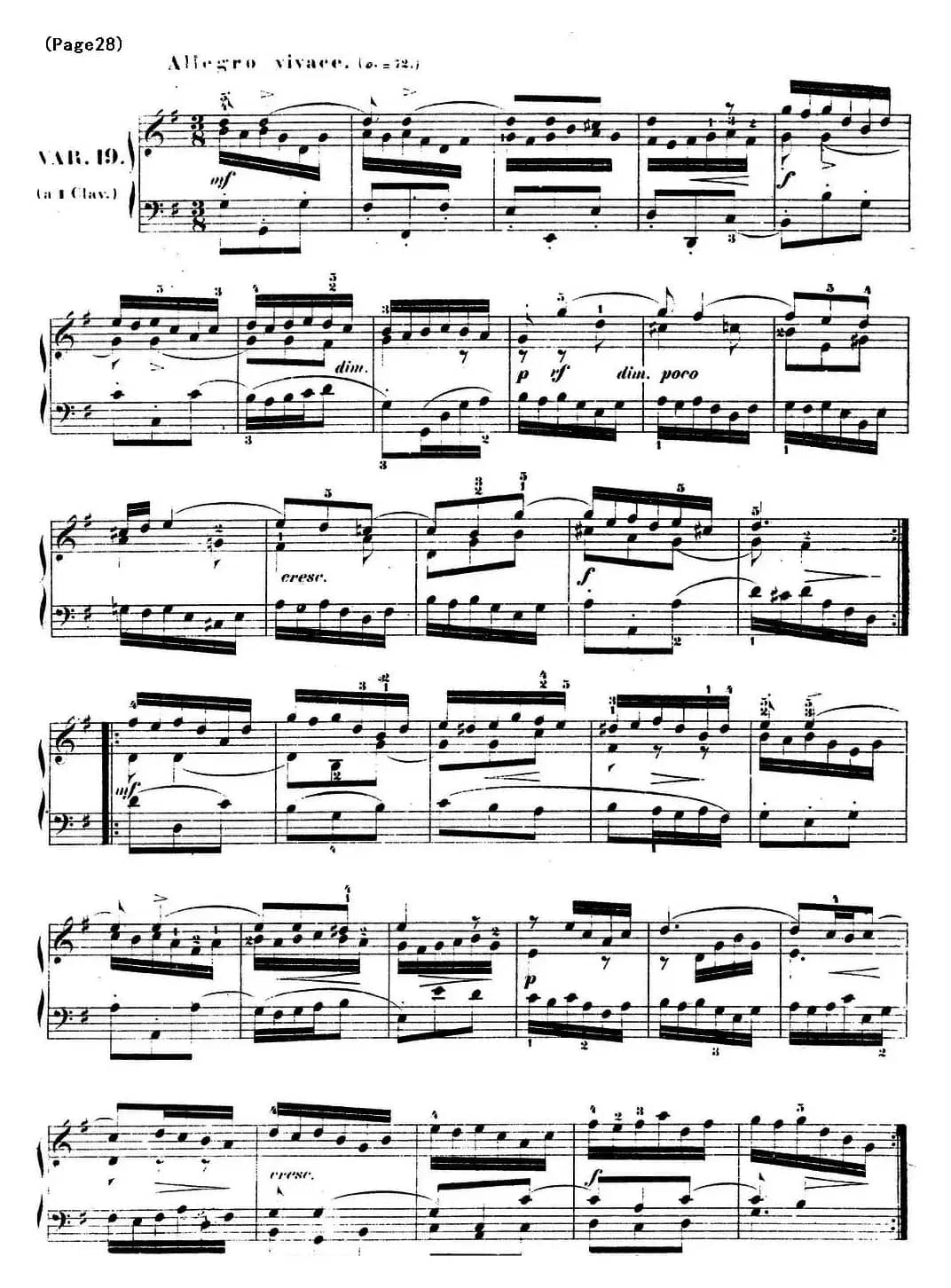 哥德堡变奏曲 巴赫 Goldberg Variationen BWV988