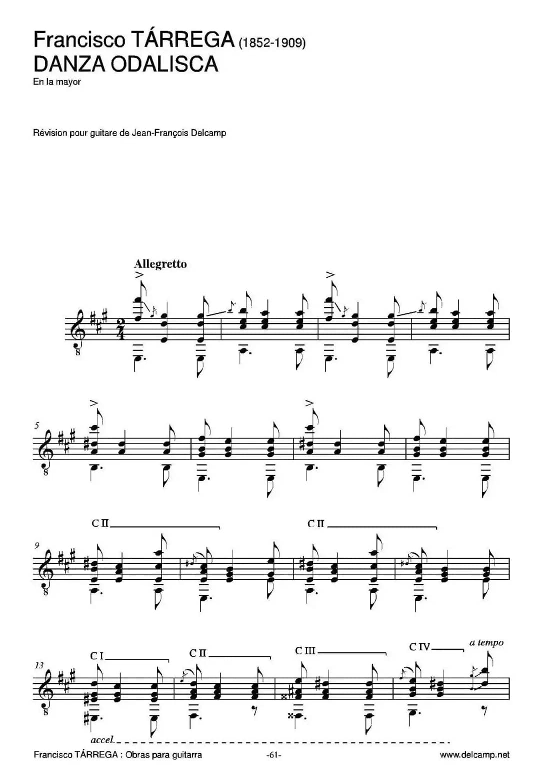 DANZA ODALISCA(En la mayor)（古典吉他）