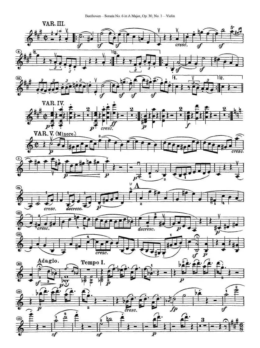 Sonata No.6 in A Major，Op.30，No.1（第六号小提琴奏鸣曲A大调op.）