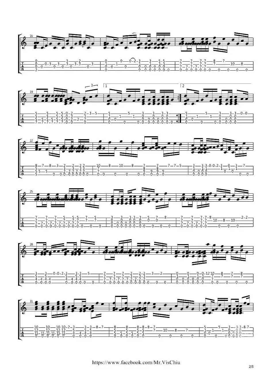 后来（ukulele指弹谱）