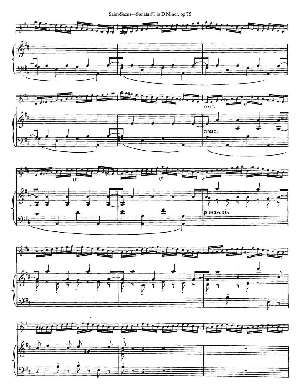 Violin Sonata No.1 in D Minor Op.75（小提琴+钢琴伴奏）